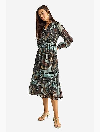 Robe midi à col en v et imprimé cachemire lucci