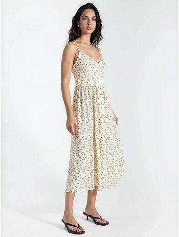 Robe midi à col en v fleurie