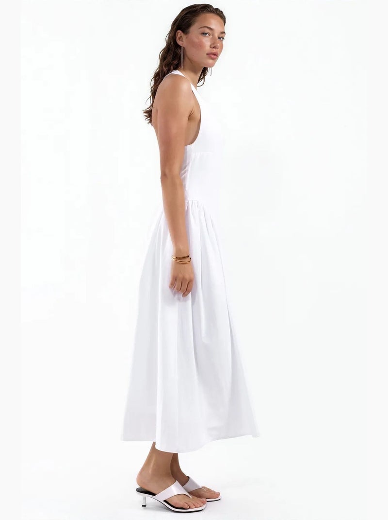 Robe midi à col halter busem Blanc - Kiabi