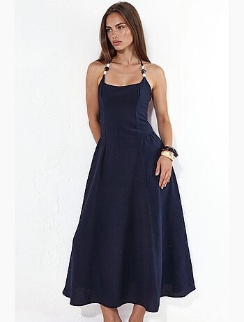 Robe midi à col licou avec détail perlé hiccup