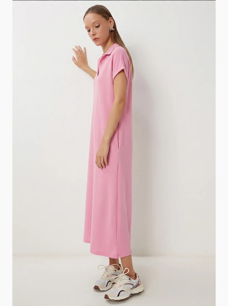 Robe midi à col polo et poche, istanbul Rose clair - Kiabi