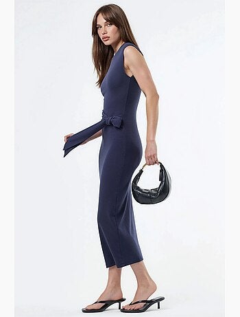 Robe midi à col rond et détail noué busem