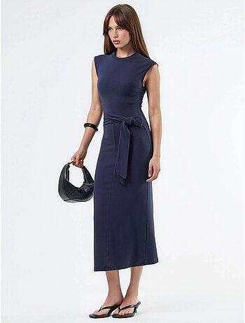 Robe midi à col rond et détail noué busem
