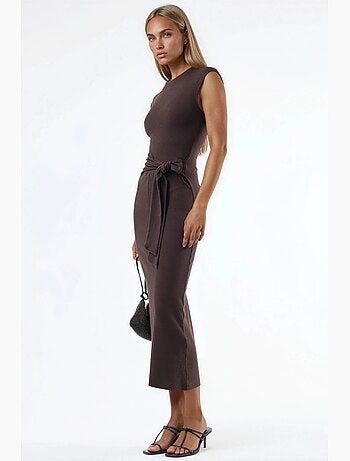 Robe midi à col rond et détail noué busem