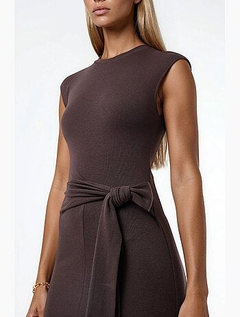 Robe midi à col rond et détail noué busem