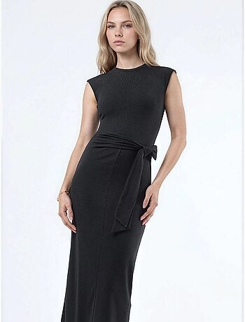 Robe midi à col rond et détail noué busem