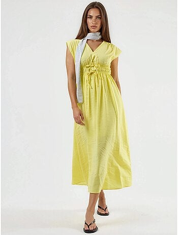 Robe midi à col v avec détail nœud busem