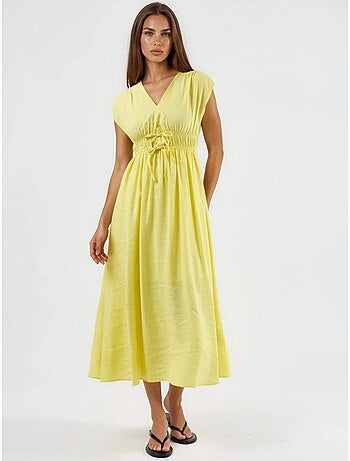 Robe midi à col v avec détail nœud busem