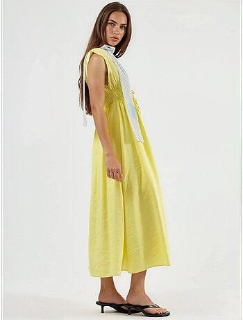Robe midi à col v avec détail nœud busem