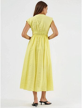 Robe midi à col v avec détail nœud busem