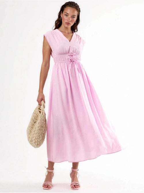 Robe midi à col v avec détail nœud busem - Kiabi