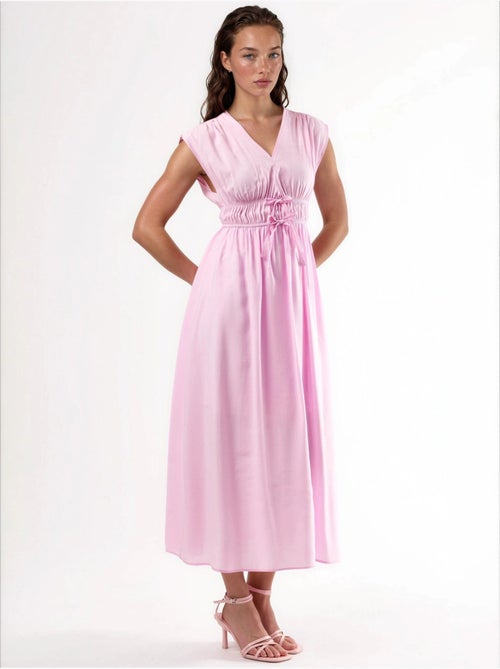 Robe midi à col v avec détail nœud busem - Kiabi