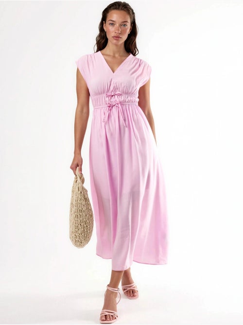 Robe midi à col v avec détail nœud busem - Kiabi