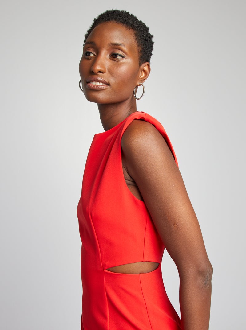 Robe midi à épaulettes avec ouvertures à la taille rouge - Kiabi
