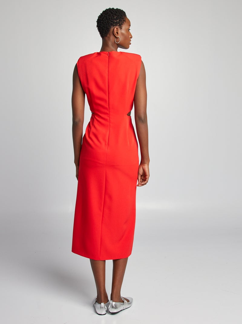 Robe midi à épaulettes avec ouvertures à la taille rouge - Kiabi