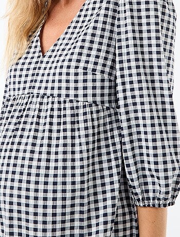 Robe midi à étage à carreaux