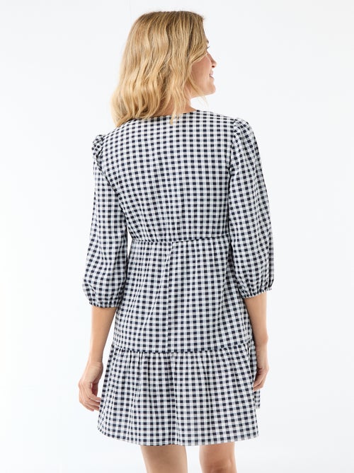 Robe midi à étage à carreaux - Kiabi