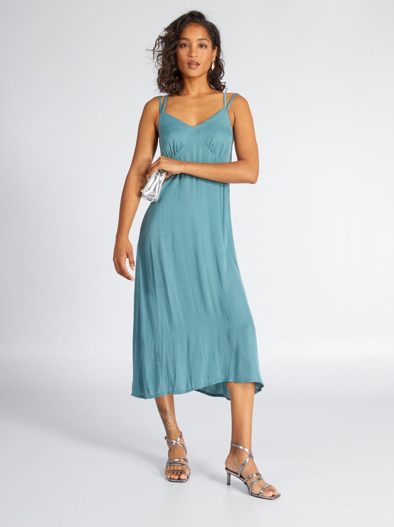 Robe midi à fines bretelles Bleu - Kiabi