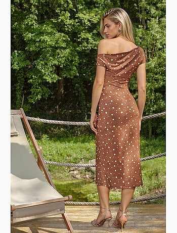 Robe midi à fleurs col asymétrique hiccup