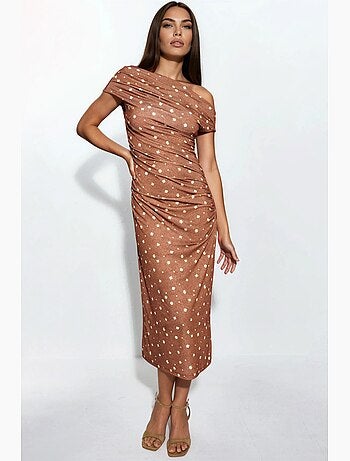 Robe midi à fleurs col asymétrique hiccup
