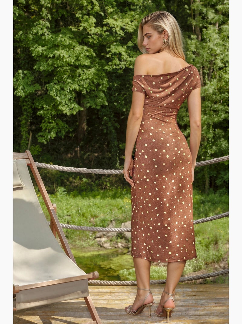 Robe midi à fleurs col asymétrique hiccup Multicolore - Kiabi