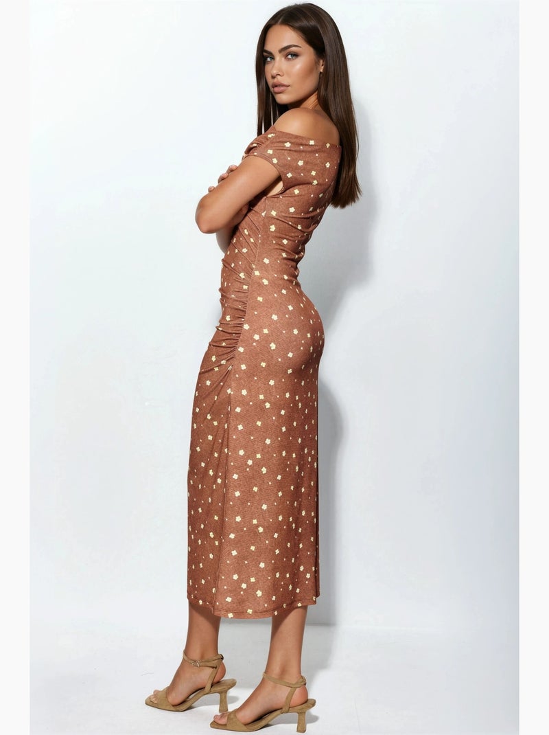 Robe midi à fleurs col asymétrique hiccup Multicolore - Kiabi