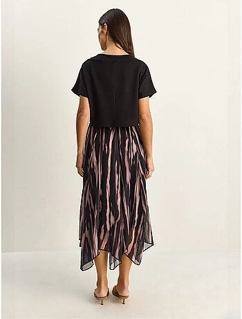 Robe midi à imprimé abstrait et col bateau lucci