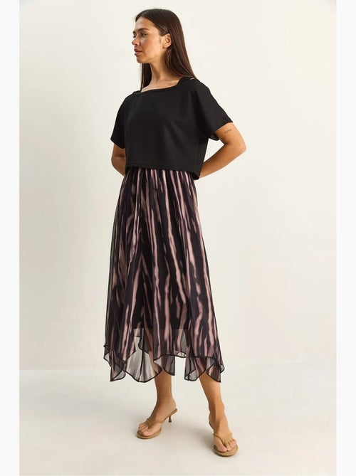 Robe midi à imprimé abstrait et col bateau lucci - Kiabi Robe midi à imprimé abstrait et col bateau lucci - Kiabi