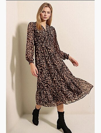 Robe midi à imprimé léopard et col v bdart