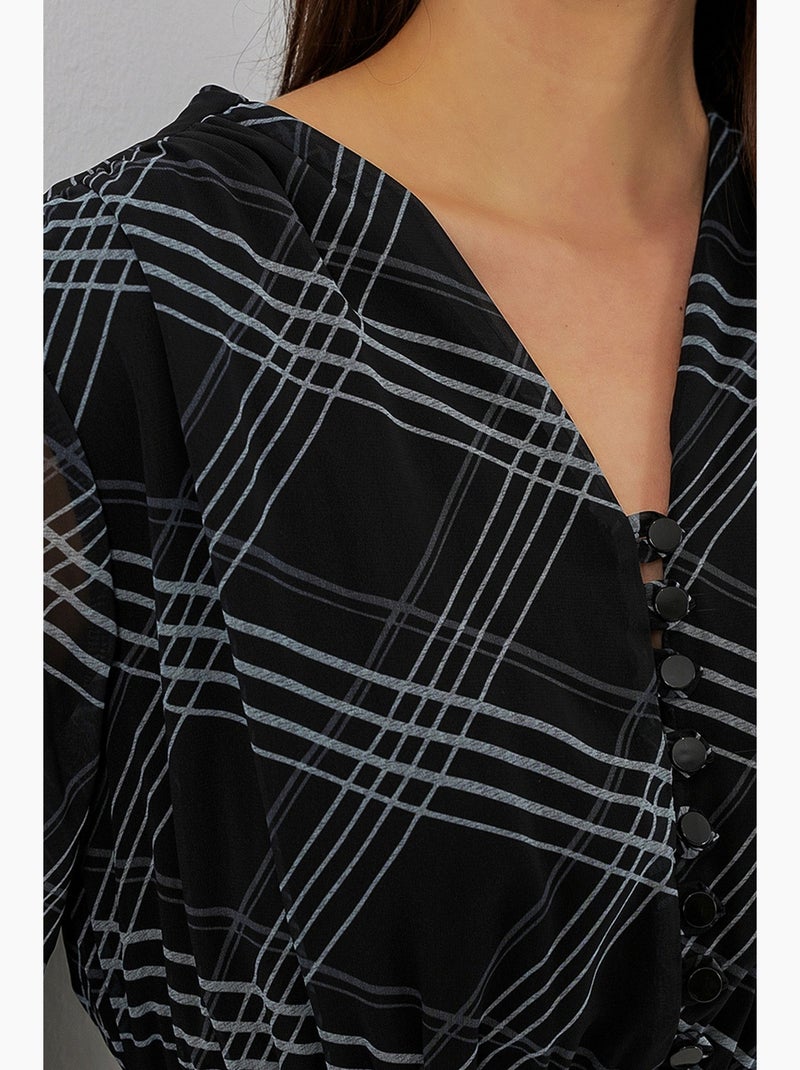 Robe midi à imprimé léopard et col v bdart Noir - Kiabi