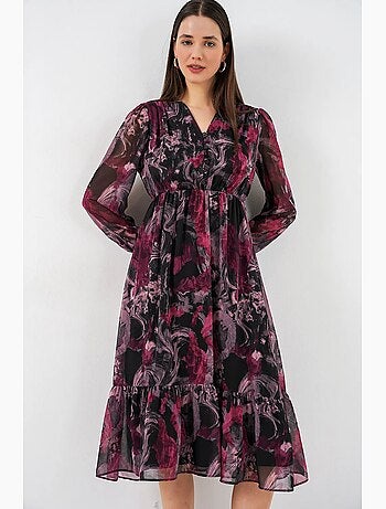 Robe midi à imprimé léopard et col v bdart
