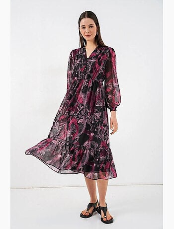 Robe midi à imprimé léopard et col v bdart
