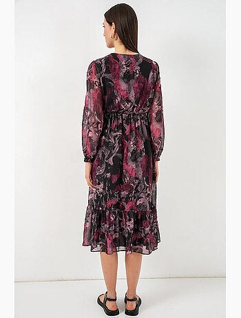 Robe midi à imprimé léopard et col v bdart
