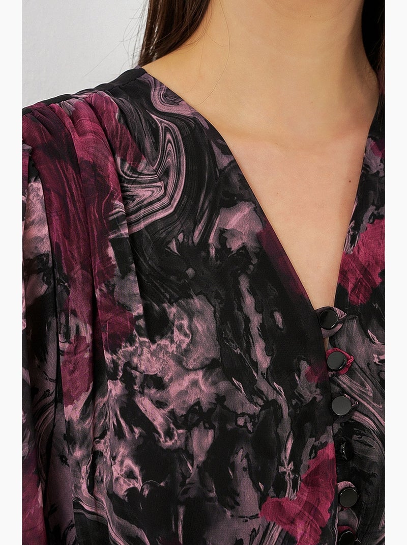 Robe midi à imprimé léopard et col v bdart Rouge grenat - Kiabi