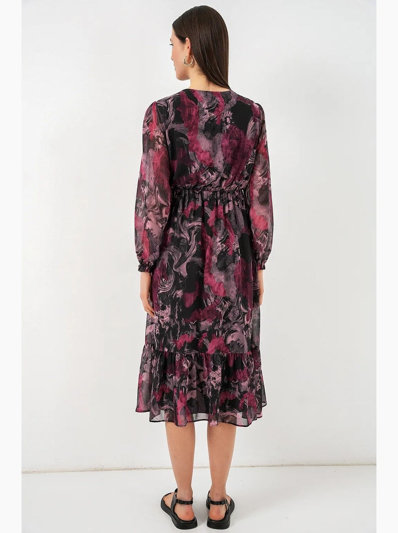 Robe midi à imprimé léopard et col v bdart Rouge grenat - Kiabi