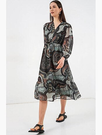 Robe midi à imprimé léopard et col v bdart