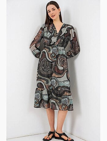 Robe midi à imprimé léopard et col v bdart
