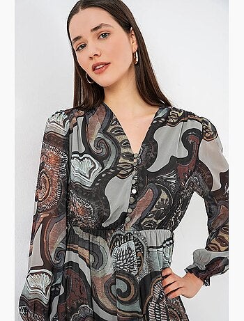 Robe midi à imprimé léopard et col v bdart