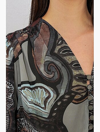 Robe midi à imprimé léopard et col v bdart