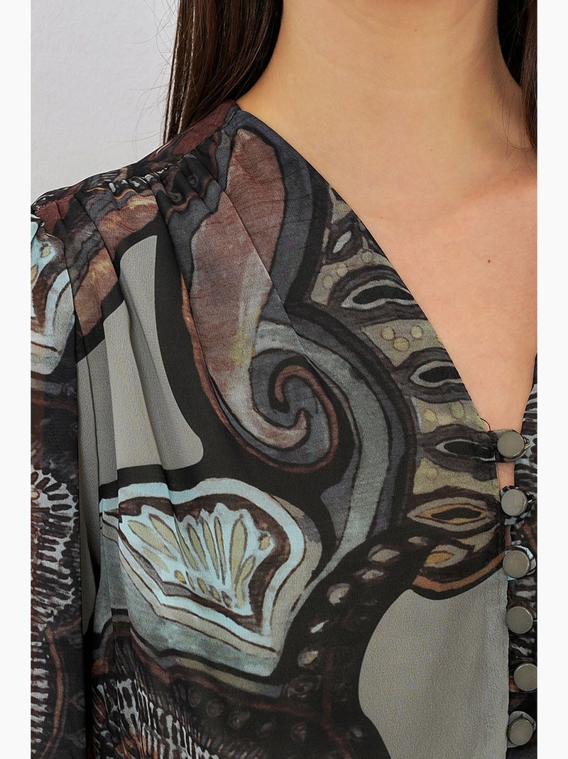 Robe midi à imprimé léopard et col v bdart Vert foncé - Kiabi