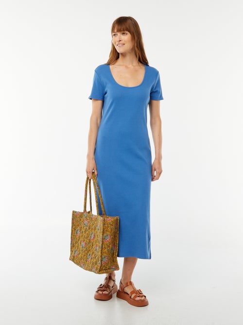 Robe midi à manches courtes avec fente - Kiabi