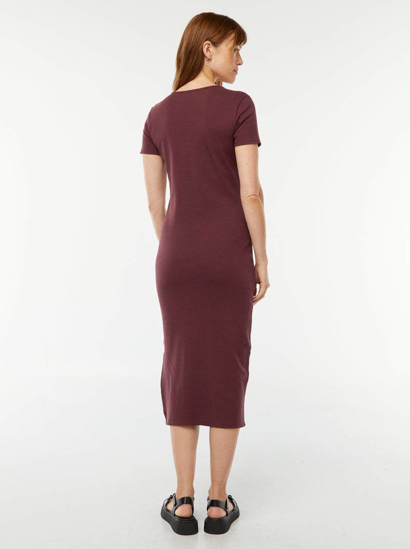 Robe midi à manches courtes avec fente Violet - Kiabi