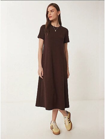 Robe midi à manches courtes et col rond istanbul