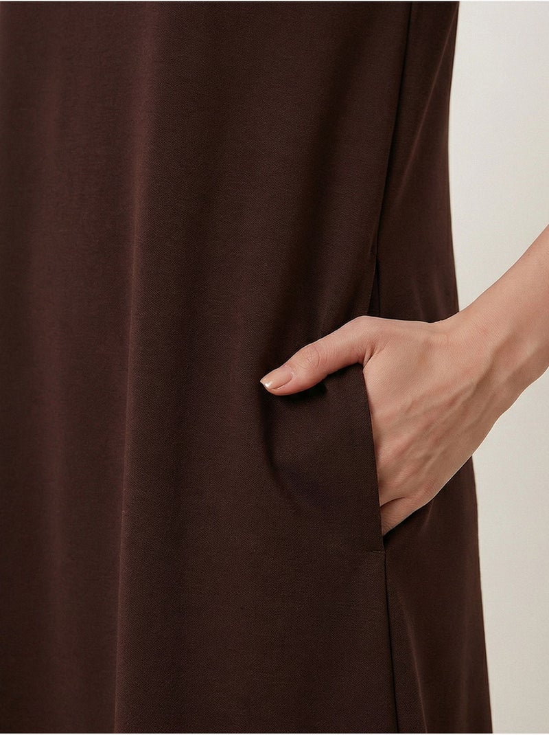 Robe midi à manches courtes et col rond istanbul Marron foncé - Kiabi