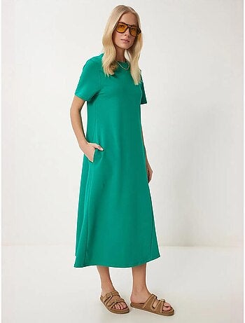 Robe midi à manches courtes et col rond istanbul