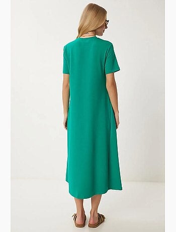 Robe midi à manches courtes et col rond istanbul
