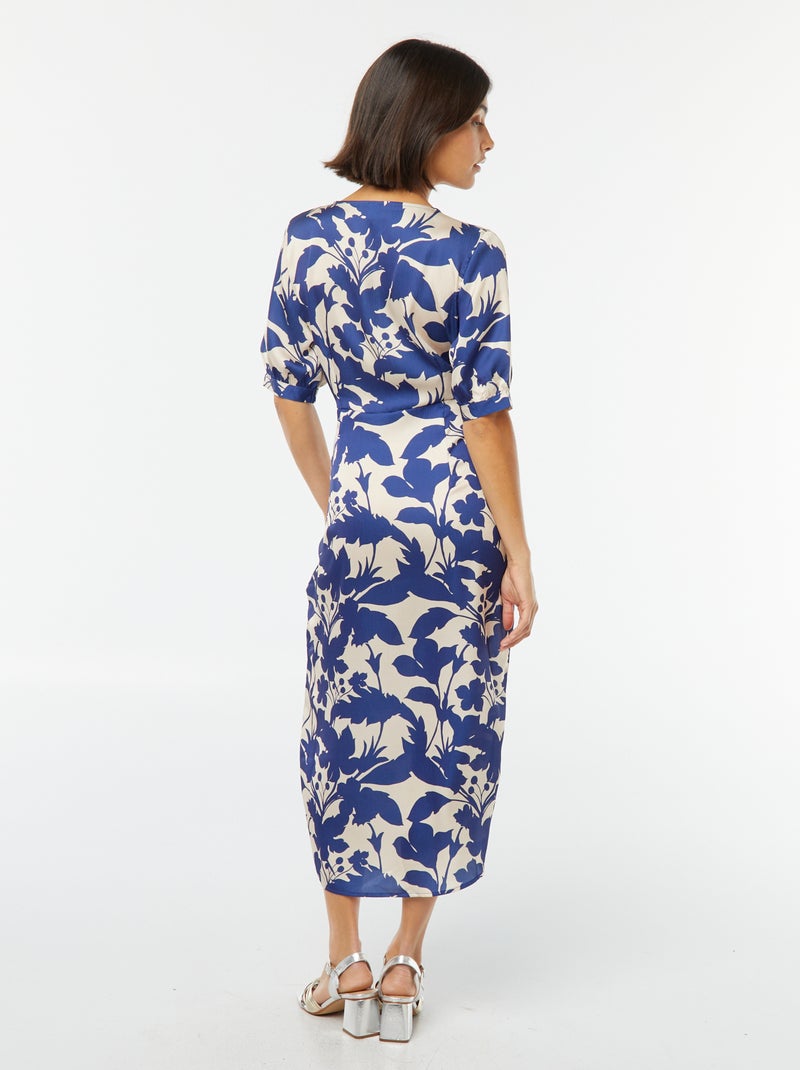 Robe midi à motif avec col croisé Beige - Kiabi