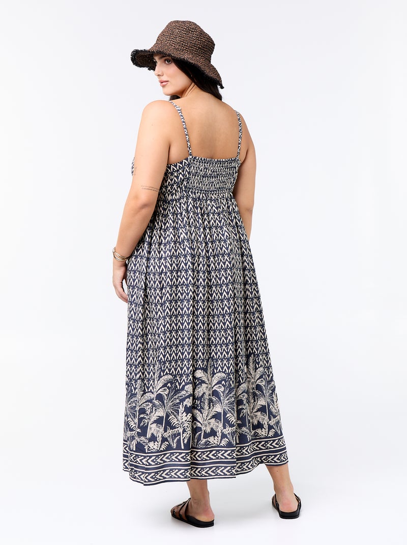 Robe midi à motif avec fines bretelles réglables Gris - Kiabi