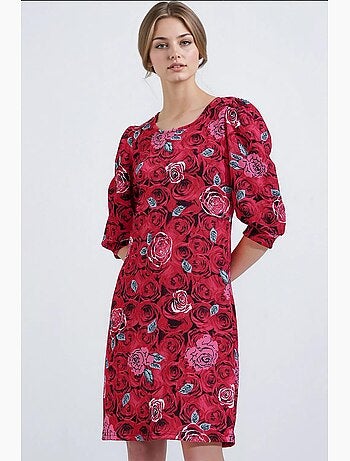 Robe midi à motifs roses et sauge bdart