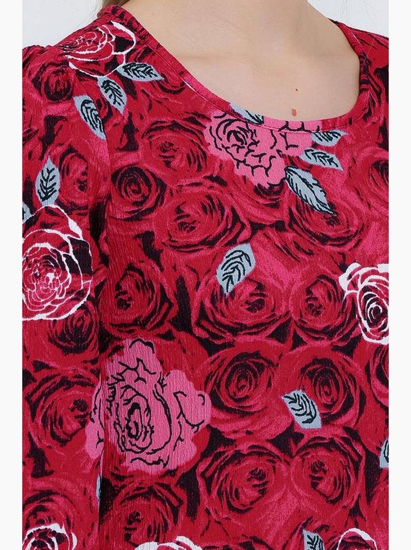 Robe midi à motifs roses et sauge bdart Rouge bordeaux - Kiabi
